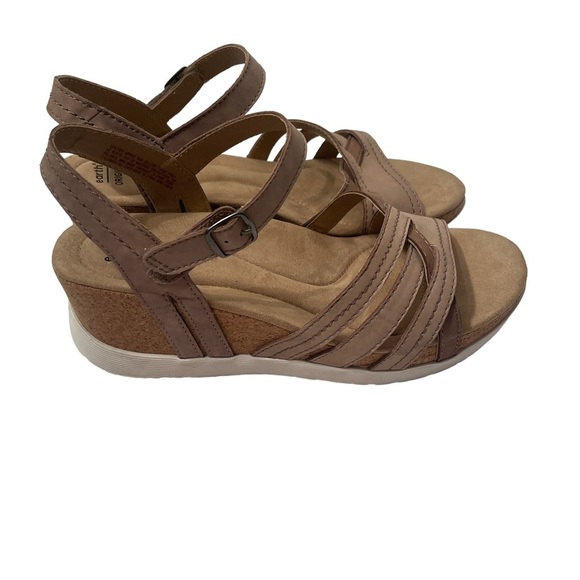 Earth Origins Sandals Tan & Brown Wedge            Size 11M NWOT - Picture 2 of 5